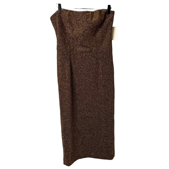 Dress The Population Claire Strapless Dress Bronze Shimmer Size Medium Bodycon - Picture 2 of 9